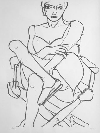 リトグラフ Diebenkorn - Seating woman in Chemise