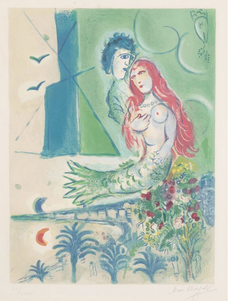 リトグラフ Chagall - Sirene au Poete