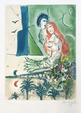 リトグラフ Chagall - Sirène au Poète 