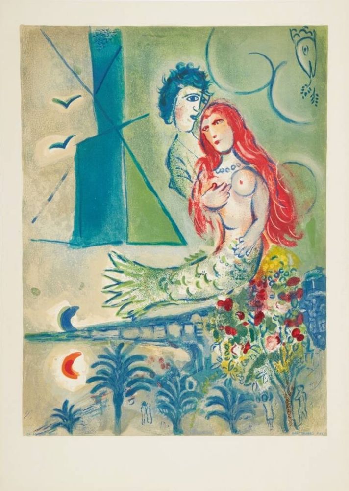 リトグラフ Chagall - Sirène au Poète (Sirene with Poet)