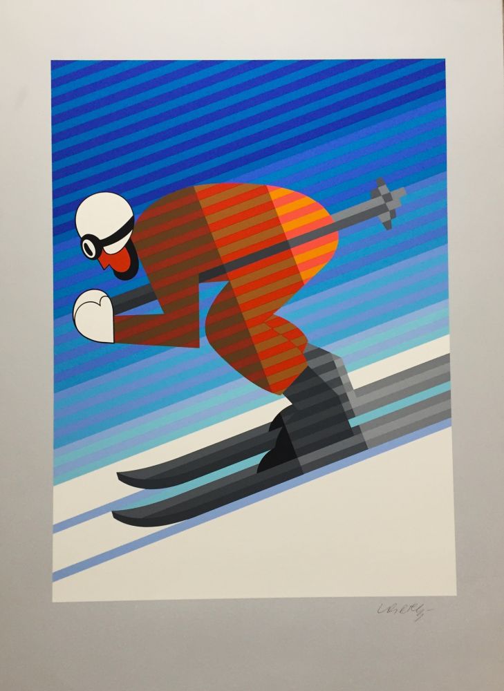 シルクスクリーン Vasarely - Skier