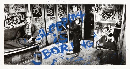 シルクスクリーン Mr Brainwash - Sleeping is boring - Blue