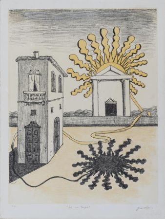 リトグラフ De Chirico - Sole sul tempio