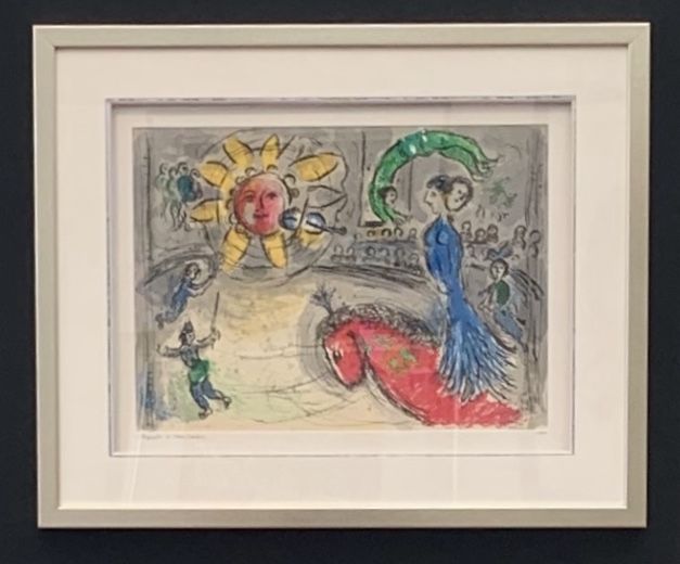 リトグラフ Chagall - Soleil au cheval rouge
