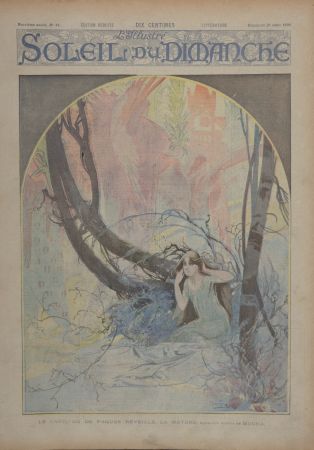 リトグラフ Mucha - Soleil du Dimanche : Le Carillon de Pâques réveille la nature, 1896