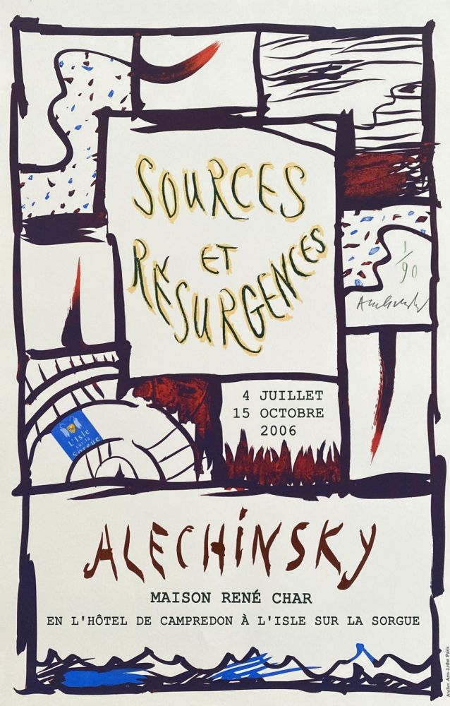 リトグラフ Alechinsky - Sources et résurgences - Signée