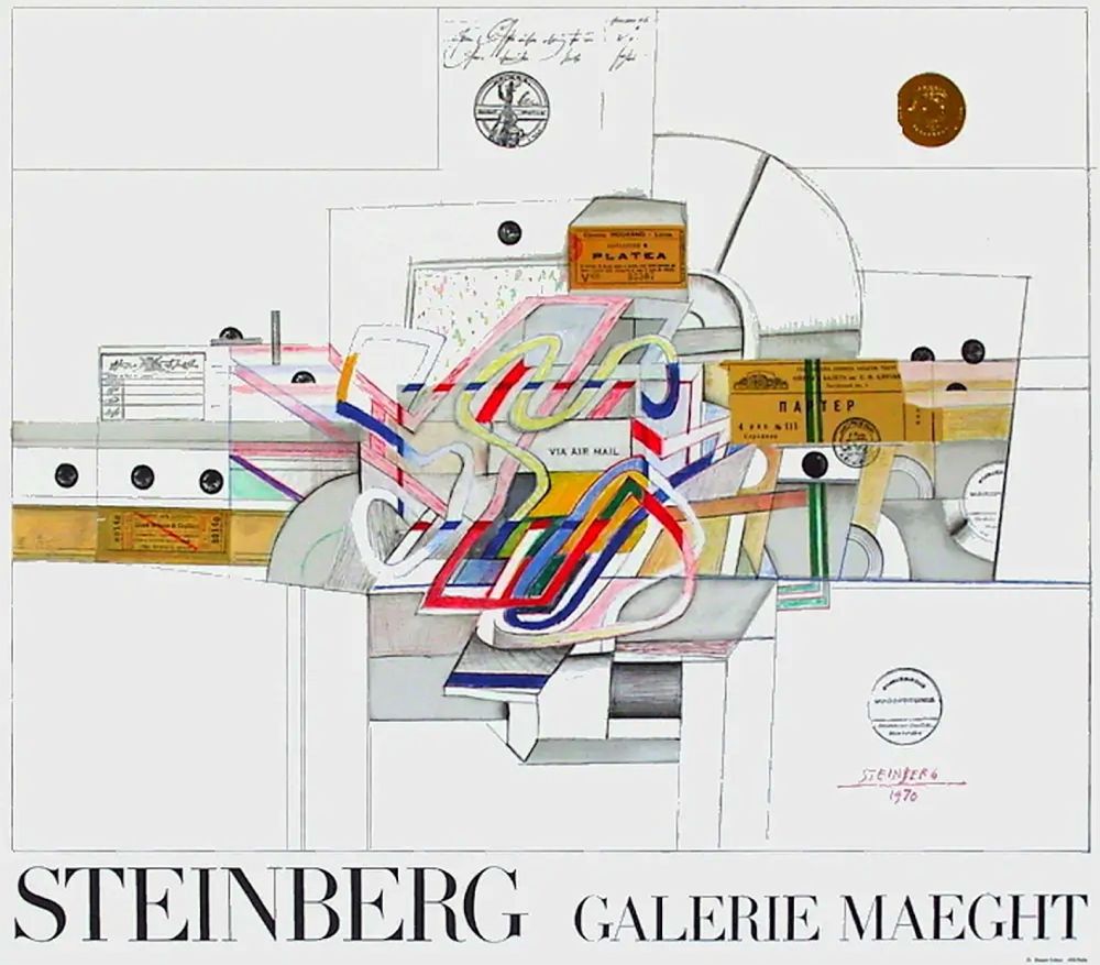 掲示 Steinberg - STEINBERG 1970. Galerie Maeght. Affiche en lithographie.