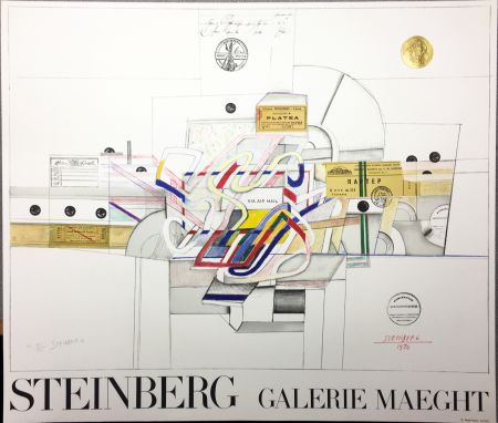 リトグラフ Steinberg - STEINBERG 1970. Galerie Maeght. Lithographie signée par l'artiste.