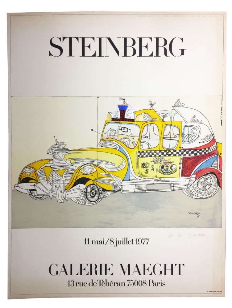 リトグラフ Steinberg - STEINBERG 1977. TAXI. Galerie Maeght. Épreuve de luxe signée.