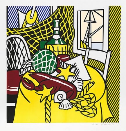 シルクスクリーン Lichtenstein - STILL LIFE WITH LOBSTER