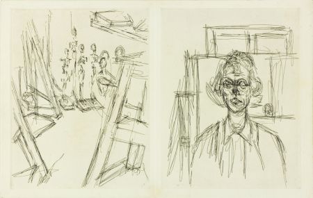 エッチング Giacometti - Studio and Annette, from La Double Vue