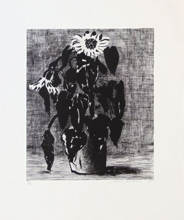 エッチングと　アクチアント Hockney - Sunflowers I