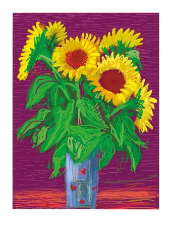 技術的なありません Hockney - Sunflowers iPad drawing by David Hockney