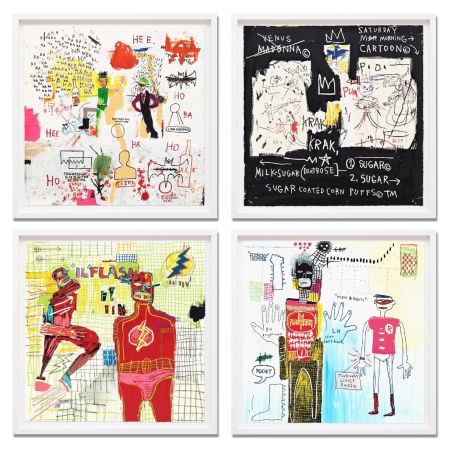 シルクスクリーン Basquiat - Superhero Portfolio (Riddle Me This, A Panel of Experts, Piano Lesson, and Flash In Naples)