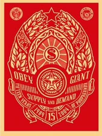 シルクスクリーン Fairey - Supply and Demand (Red) 