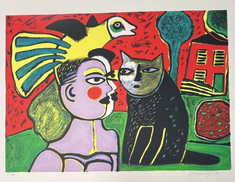 技術的なありません Corneille - Sérigraphie Le chat noir, 2002