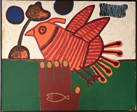 シルクスクリーン Corneille - Sérigraphie sur toile signée, Oiseau Libre, EA, encadrée