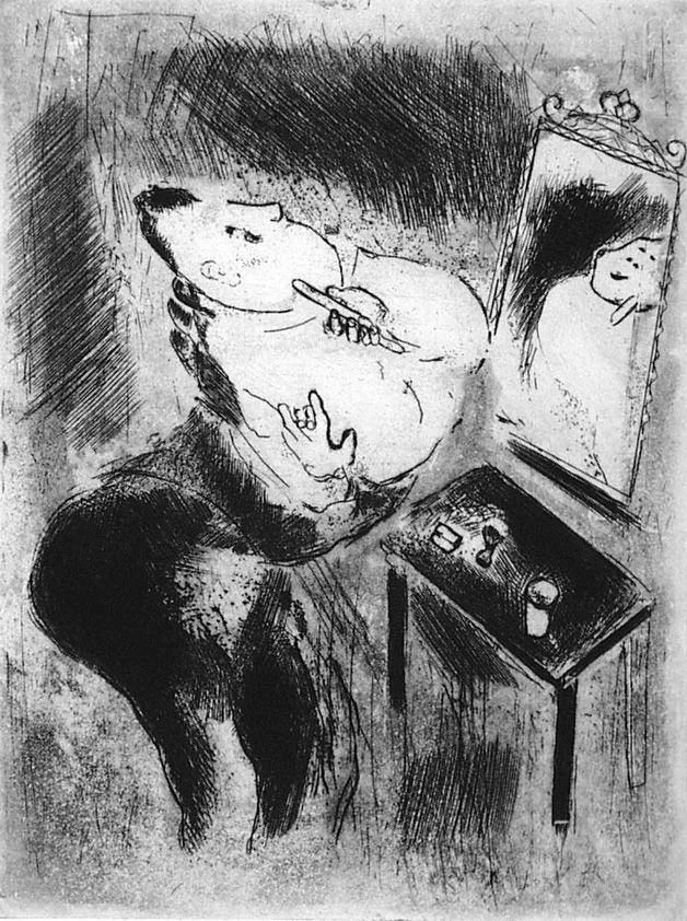 エッチング Chagall - Tchitchikov se rase