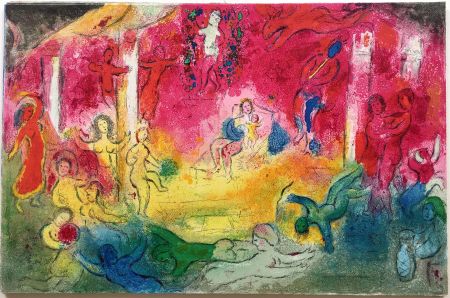 リトグラフ Chagall - TEMPLE ET HISTOIRE DE BACCHUS (Daphnis & Chloé - 1961)