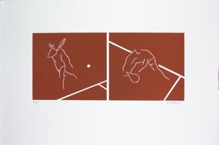 リノリウム彫版 Larregui - Tennis-terre battue