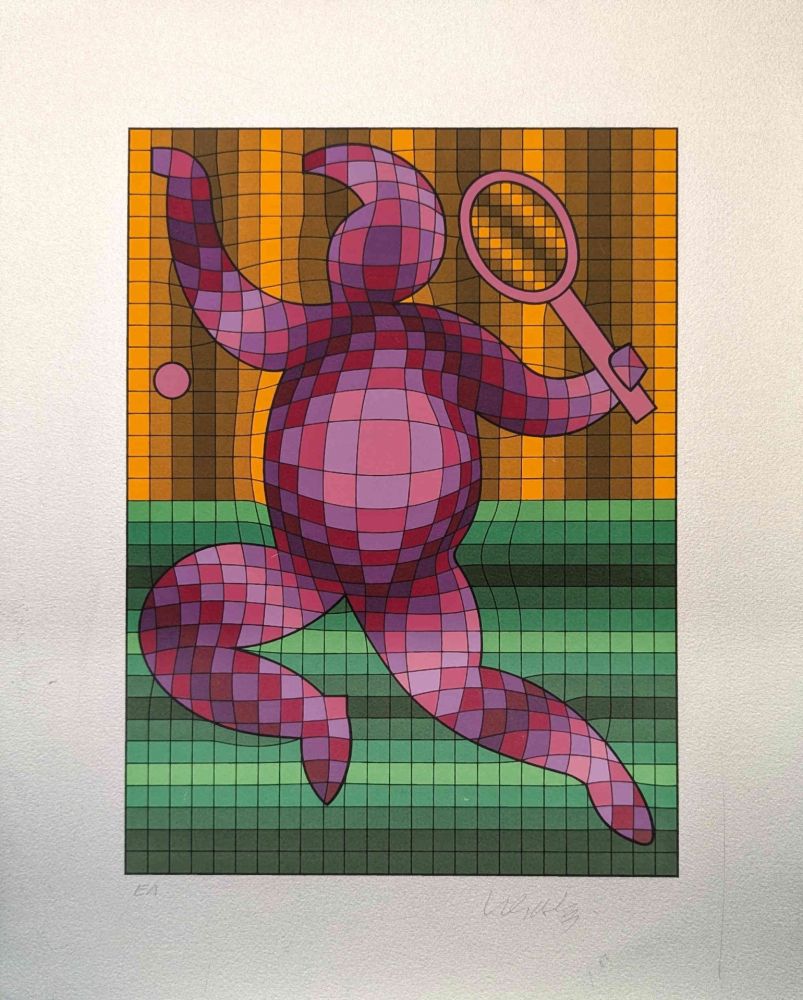 シルクスクリーン Vasarely - Tennis Player