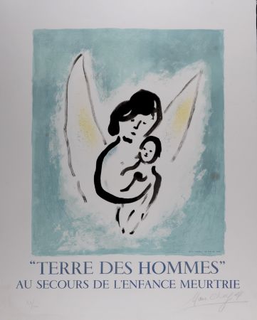 リトグラフ Chagall (After) - Terre des Hommes, 1971 - Hand-signed