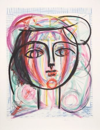 リトグラフ Picasso - Tete de Femme