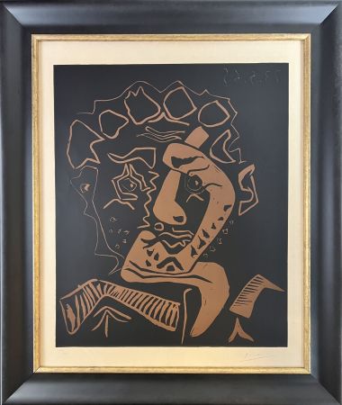 リノリウム彫版 Picasso - Tete d’Histrion