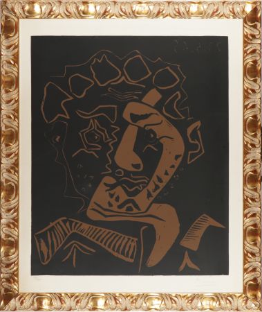 リノリウム彫版 Picasso - Tete D'Histrion (Le Danseur)