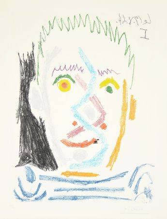 アクチアント Picasso - Tete d’homme au maillot raye (Man’s Head with Striped Shirt), 1964