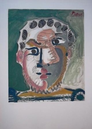 リトグラフ Picasso - Tete d'homme barbu
