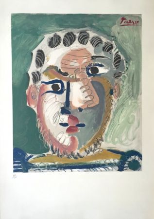 リトグラフ Picasso - Tete D'homme Bardu