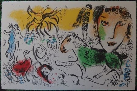 リトグラフ Chagall - The green horse