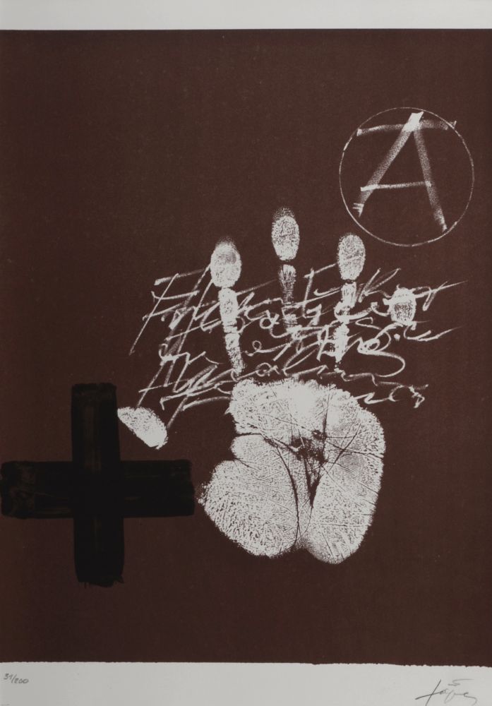リトグラフ Tàpies - The Hand, 1974 - Hand-signed