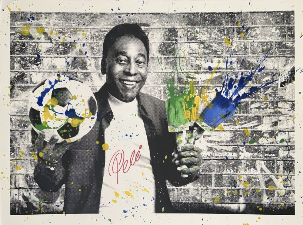 シルクスクリーン Mr Brainwash - The King Pele - Brush Portrait