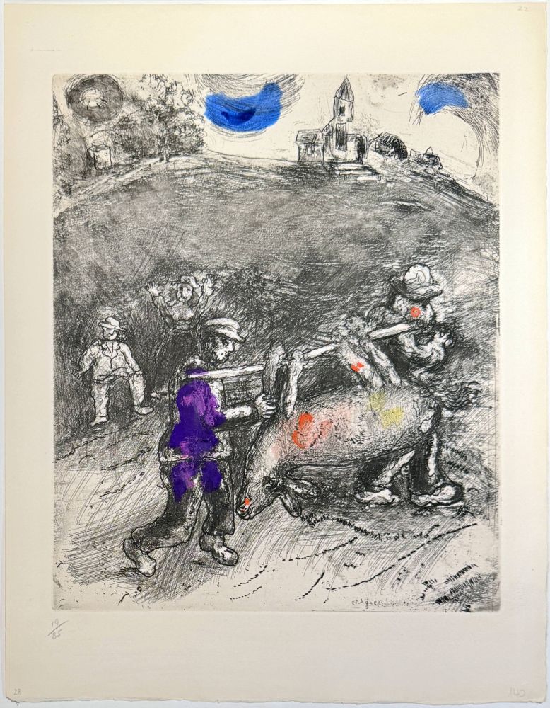 エッチング Chagall - The Miller, His Son, and the Donkey