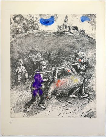 エッチング Chagall - The Miller, His Son, and the Donkey
