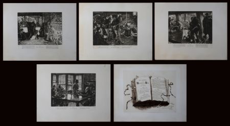 彫版 Tissot - The Prodigal Son, 1881 -  Set of 5 large original etchings