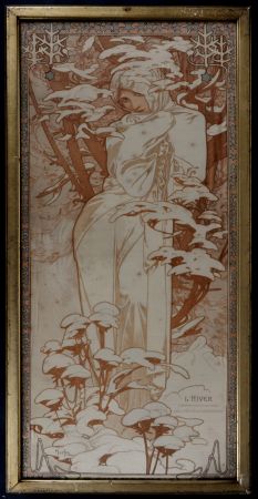 リトグラフ Mucha - The Seasons : Winter, 1900