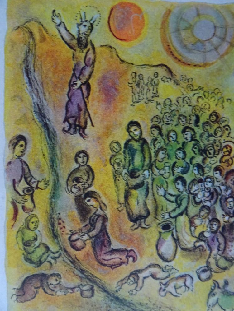 リトグラフ Chagall - The Story of the Exodus, plate 12: Et tu touchera le Rocher..