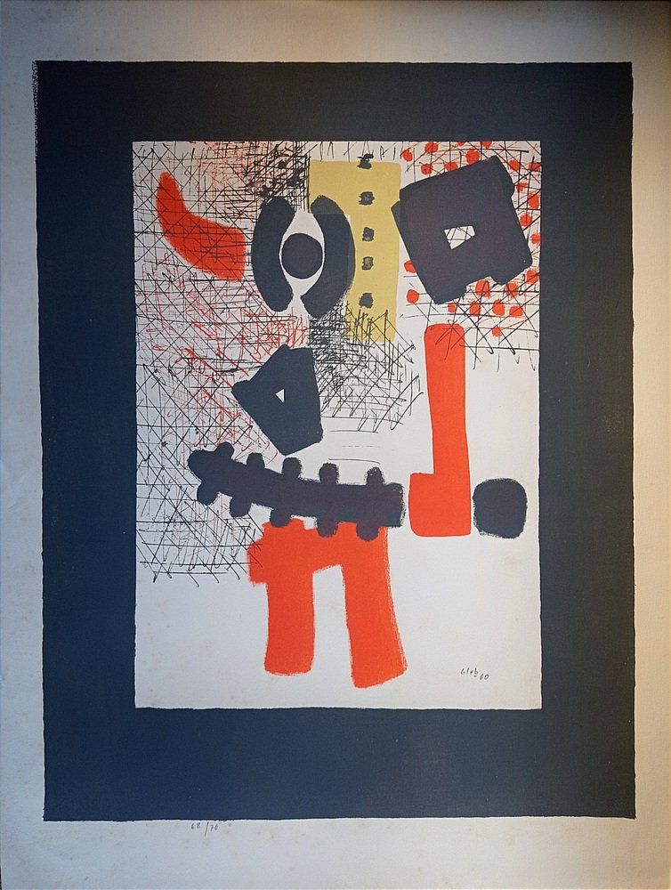 リトグラフ Unknown - Thomas Gleb, Guerrier: Abstract Composition, 1959, Hand-Signed Lithograph,