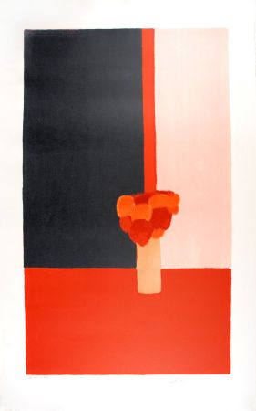 リトグラフ Cathelin - Tokonoma rouge et noir - Red and black Tokonoma