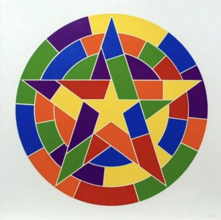リノリウム彫版 Lewitt - Tondo 1 (3 point star)