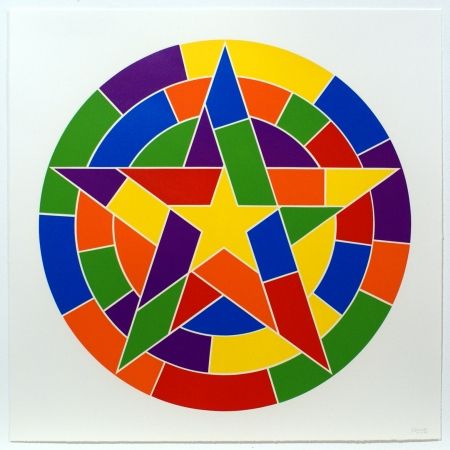 リノリウム彫版 Lewitt - Tondo 3 (5 point star)