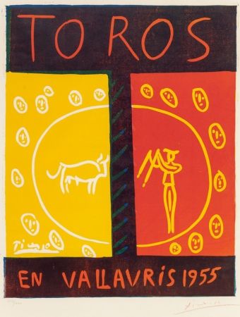 リノリウム彫版 Picasso - Toros en Vallauris (Bulls in Vallauris ),1955