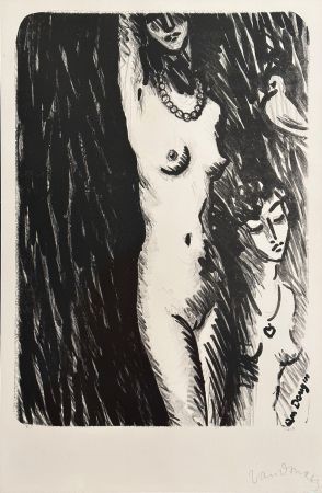 リトグラフ Van Dongen - Torso - Two Girls with a Pigeon'