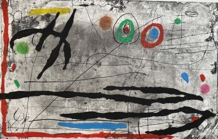 エッチング Miró - Tracé sur la paroi