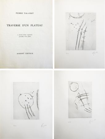 挿絵入り本 Tal Coat - TRAVERSE D'UN PLATEAU. 7 pointes sèches originales signées (1963).