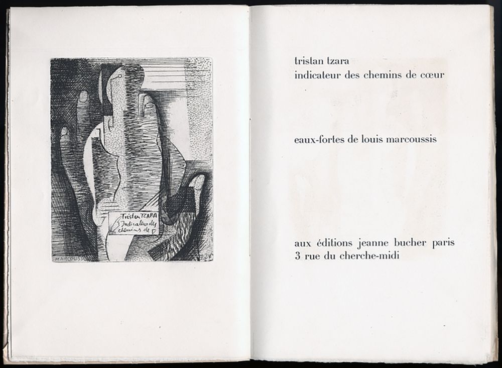 挿絵入り本 Marcoussis - Tristan Tzara. INDICATEUR DES CHEMINS DE COEUR. Paris, 1928.