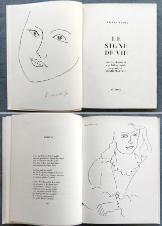 挿絵入り本 Matisse - Tristan Tzara : LE SIGNE DE VIE. Une lithographie originale signée d'Henri Matisse (1946)